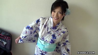 asian black-haired kimono girl  Saki Aoyama  prick sucking,uncensored.