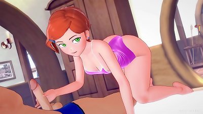 Gwen ben10 wears her bikini on the couch and wants to learn new things (adult version parody)