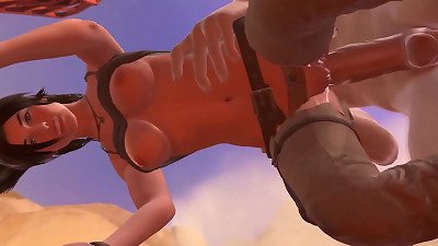 Lara Croft and the huge manstick